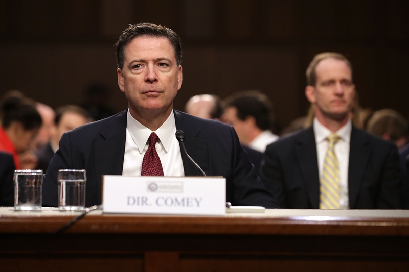 Former FBI Director James Comey testifies before the Senate Intelligence Committee in the Hart Senate Office Building on Capitol Hill on June 8, 2017 in Washington, D.C. (Photo by Chip Somodevilla/Getty Images)