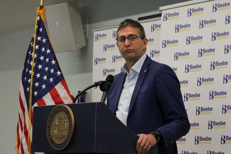 Gov. Matt Meyer hopes to use $1 billion of federal funds to help “build a stable future” for the state’s rural health infrastructure. | SPOTLIGHT DELAWARE PHOTO BY NICK STONESIFER