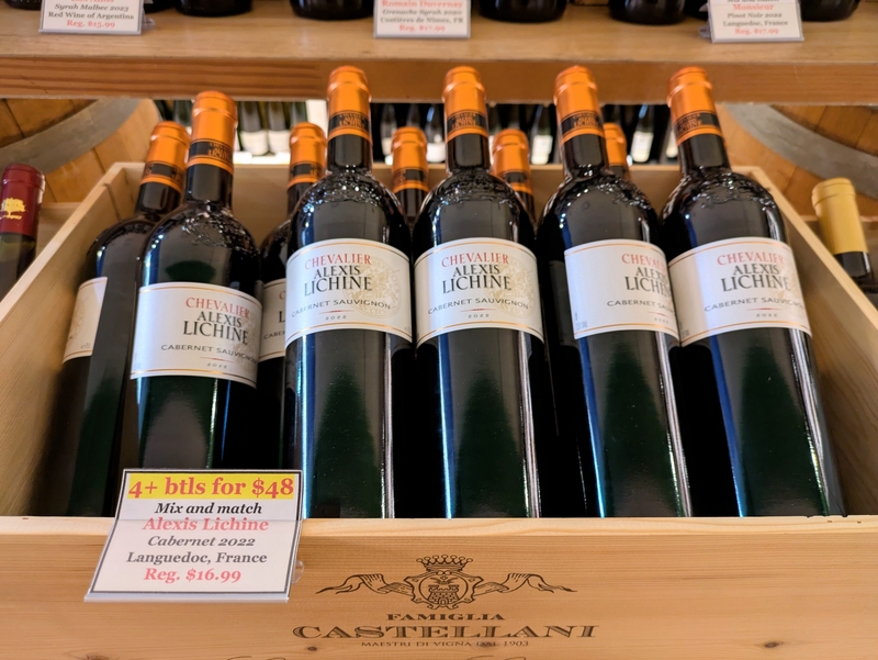 French wine on display in a District of Columbia shop on March 13, 2025.  The Supreme Court will hear a case on Nov. 5, 2025 challenging President Donald Trump's tariffs and one of the plaintiffs is a wine importer. (Photo by Ashley Murray/States Newsroom)