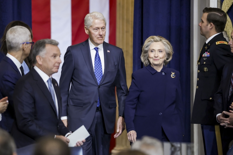 Former President Bill Clinton and former Secretary of State Hillary Clinton arrive to attend the inauguration of President Donald Trump on Jan. 20, 2025 in Washington, D.C. (Photo by Shawn Thew-Pool/Getty Images)