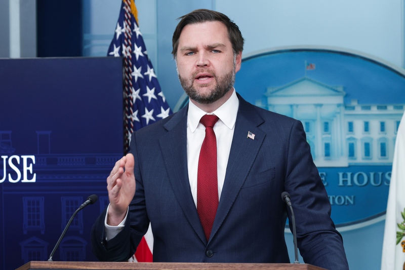 Vice President JD Vance speaks during a news briefing in the James S. Brady Press Briefing Room of the White House on January 08, 2026 in Washington, DC. Vance joined White House Press Secretary Karoline Leavitt to address several topics including the welfare fraud scandal in Minnesota and yesterday's fatal shooting of a woman by an ICE agent during a confrontation in Minneapolis. (Photo by Alex Wong/Getty Images)