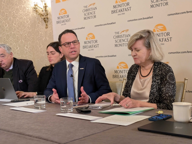 Pennsylvania Gov. Josh Shapiro speaks with reporters and editors in Washington, D.C., on Jan. 29, 2026. (Photo by Ashley Murray/States Newsroom)
