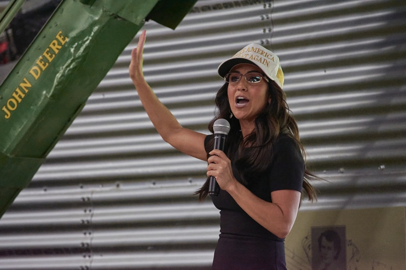 U.S. Rep. Lauren Boebert gives a victory speech on the importance of uniting the Republican Party and “taking back our country” during a watch party on June 25, 2024. (Photo by Andrew Fraieli/Colorado Newsline)
