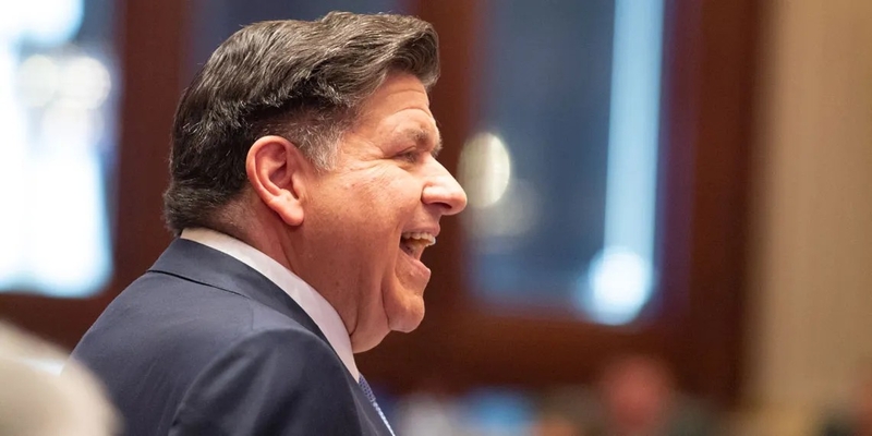 Gov. JB Pritzker delivers his budget address on Wednesday, Feb. 18, 2026. The speech was heavy with historical references to former Illinois governors and criticisms of the Trump administration. (Capitol News Illinois photo by Jerry Nowicki)