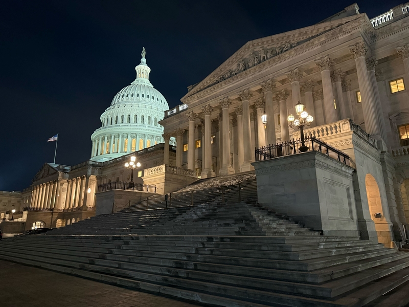 The U.S. Capitol with snow and ice on the steps on Jan. 29, 2026. (Photo by Jennifer Shutt/States Newsroom)