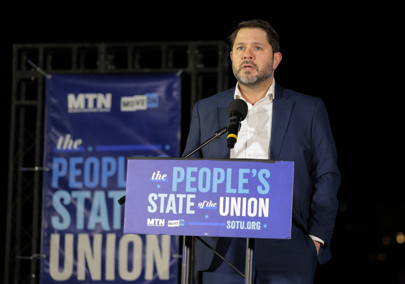 Sen. Ruben Gallego (D-AZ) speaks during the "People's State of the Union" rally at the National Mall on February 24, 2026 in Washington, DC. Congressional democrats held a rally on the National Mall at the same time as President Trump's State of the Union address. (Photo by Heather Diehl/Getty Images)