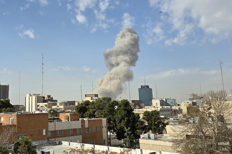 A plume of smoke rises after an explosion on Feb. 28, 2026 in Tehran, Iran. (Getty photo)