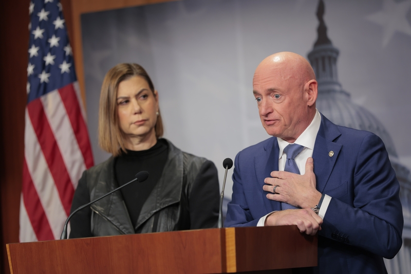 Sen. Elissa Slotkin, D-Mich., listens as Sen. Mark Kelly, D-Ariz., speaks on the failed grand jury indictment against them during a news conference at the U.S. Capitol on Feb. 11, 2026 in Washington, D.C. (Photo by Heather Diehl/Getty Images)