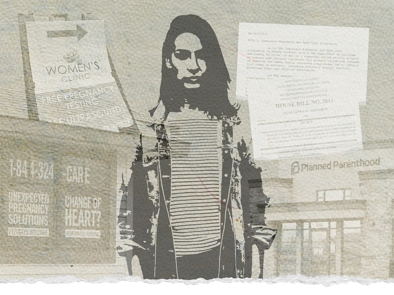 Crisis pregnancy centers have been the beneficiary of at least a half billion dollars since the U.S. Supreme Court ended federal abortion protections in June 2022, a States Newsroom investigation found. The centers discourage women from seeking abortion and contraception, which medical experts say compromises public health. (Illustration by David Jack Browning for States Newsroom)
