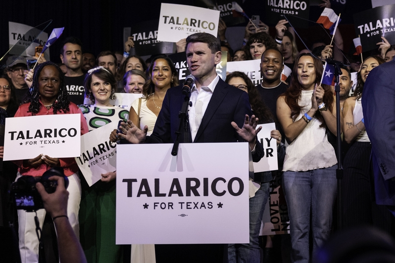 Texas U.S. Senate Democratic candidate James Talarico addresses supporters on election night on March 03, 2026 in Austin, Texas. (Photo by John Moore/Getty Images)