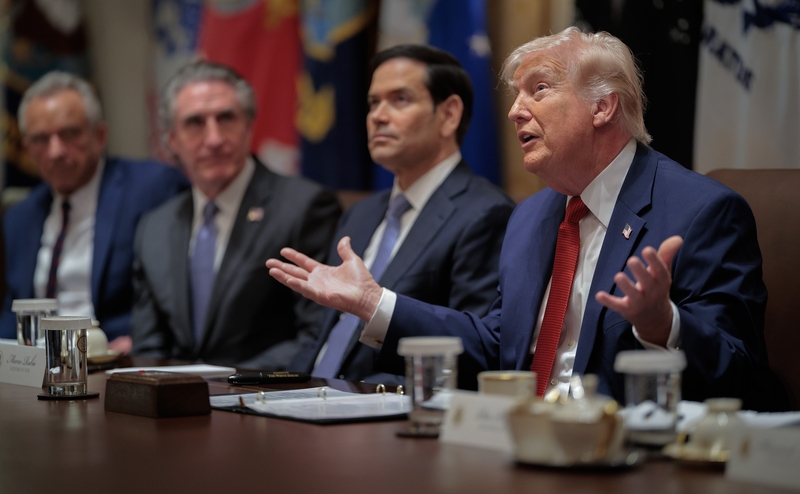 U.S. President Donald Trump speaks during a Cabinet meeting at the White House on March 26, 2026. (Photo by Chip Somodevilla/Getty Images)