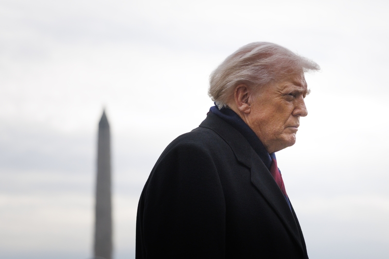 President Donald Trump speaks to reporters before boarding Marine One on the South Lawn at the White House on December 13, 2025 in Washington, DC. Trump is set to travel to Baltimore, Maryland, where he is expected to attend the annual Army-Navy collegiate football game. (Photo by Tom Brenner/Getty Images)