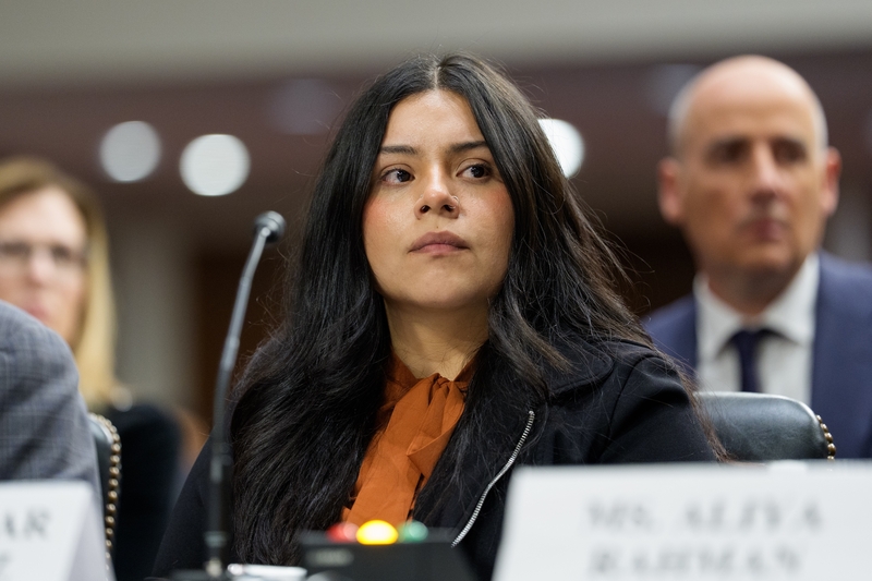 Marimar Martinez, who was shot five times by immigration enforcement agents in Chicago, testifies during a public forum on the violent use of force by Department of Homeland Security agents at the Dirksen Senate Office Building on Capitol Hill on Feb. 3, 2026 in Washington, D.C. She also was a witness at an official congressional hearing on April 22, 2026. (Photo by Aaron Schwartz/Getty Images)