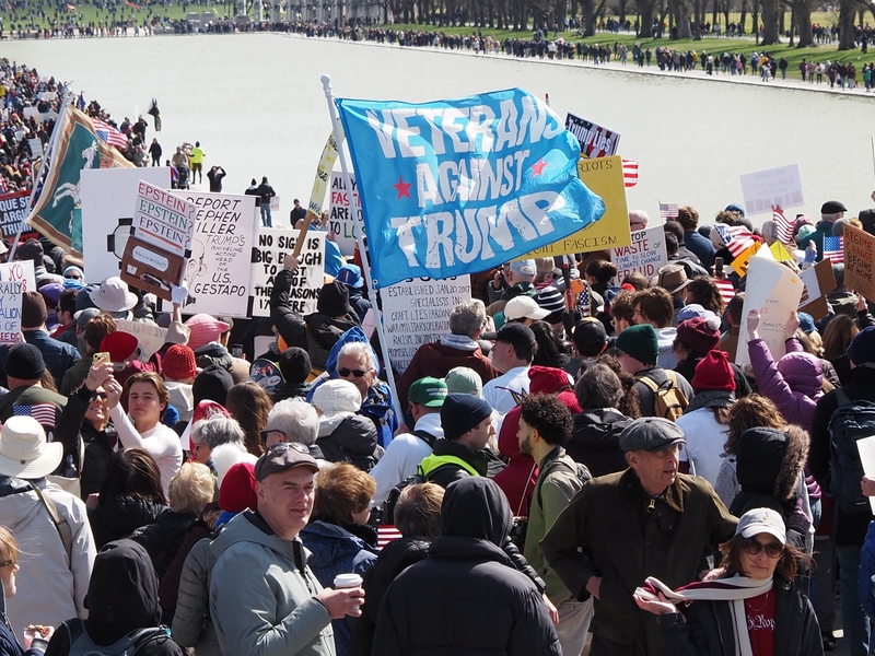 Thousands of rallygoers march along the Lincoln Memorial Reflecting Pool in Washington, D.C., on Saturday, March 28, 2026, for the third No Kings day protesting President Donald Trump. (Photo by Ashley Murray/States Newsroom)