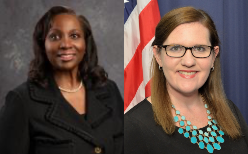 Federal Reserve Board Governor Lisa Cook , left, and Rebecca Slaughter, right, former commissioner of the Federal Trade Commission. (Photos courtesy of Federal Reserve Board and Federal Trade Commission)