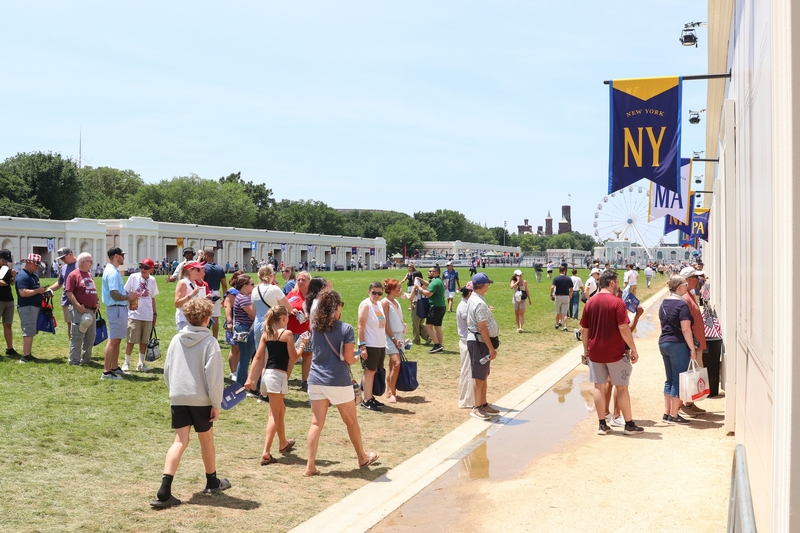 Later in the afternoon, the New York state exhibit was one of a handful to form a line at the Great American State Fair on June 30, 2026. (Photo by Sam Gauntt/States Newsroom)