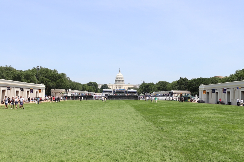 There were few crowds as attendees explored different exhibits at the Great American State Fair on the National Mall in Washington, D.C. on June 30, 2026. (Photo by Sam Gauntt/States Newsroom)