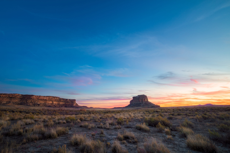 All the colors of the American Southwest show in this sunset mesa shot at the ancient archeological site, Chaco Canyon. (Photo by Eric Lowenbach/Getty Images)