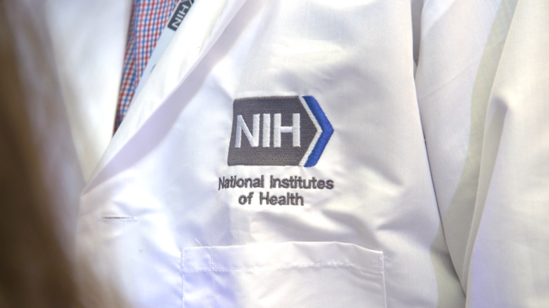 Democrats in Congress are raising questions about a draft rule proposed by the Trump administration that would change the way grants, such as those by the National Institutes of Health, are administered. Shown is an NIH Pediatric Oncology Branch researcher's lab jacket, embroidered with the NIH logo. (Photo courtesy NIH)