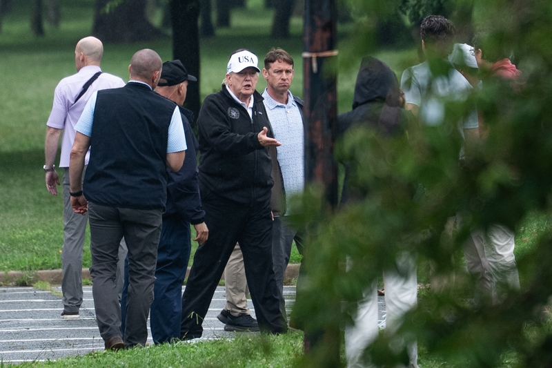 President Donald Trump tours East Potomac Golf Links on June 28, 2026 in Washington, D.C. Trump has announced a plan to renovate the golf course. (Photo by Aaron Schwartz/Getty Photos)