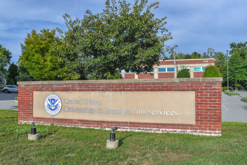 The exterior of the U.S. Citizenship and Immigration Services office in Johnston. (Photo by Christopher Shea/Rhode Island Current)
