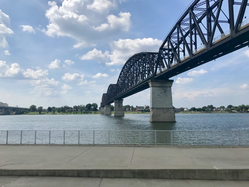 The Big Four Bridge over the Ohio River, connecting Louisville, Kentucky, and Jeffersonville, Indiana. (Photo by Sarah Ladd/Kentucky Lantern)