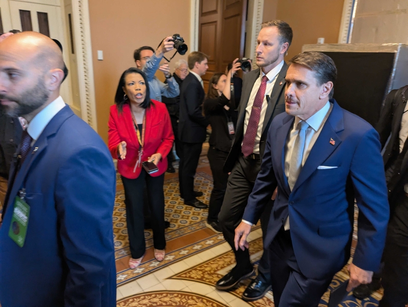 Acting Attorney General Todd Blanche walks by reporters at the U.S. Capitol on May 21, 2026. (Photo by Ashley Murray/States Newsroom)