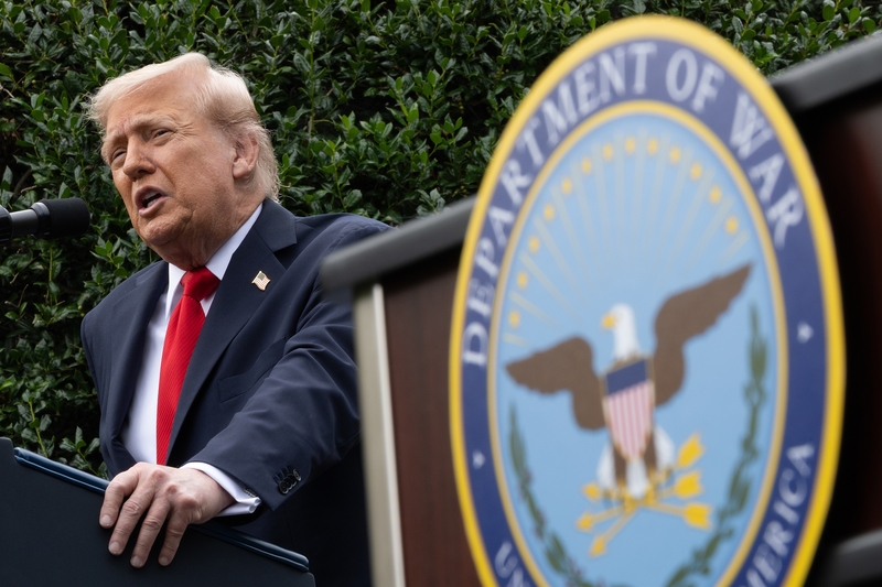 President Donald Trump delivers remarks during a September 11th observance event in the courtyard of the Pentagon September 11, 2025 in Arlington, Virginia. Today marks the 24th anniversary of the 9/11 terror attacks that claimed the lives of nearly 3,000 people. (Photo by Win McNamee/Getty Images)