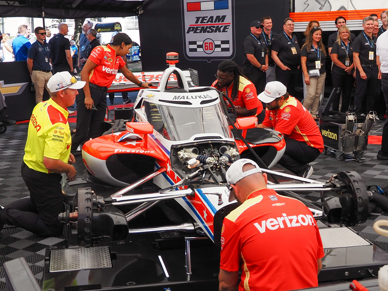 Team Penske mechanics worked ahead of the Freedom 250 Grand Prix in Washington, D.C., on Sunday, Aug. 23, 2026. (Photo by Ashley Murray/States Newsroom)