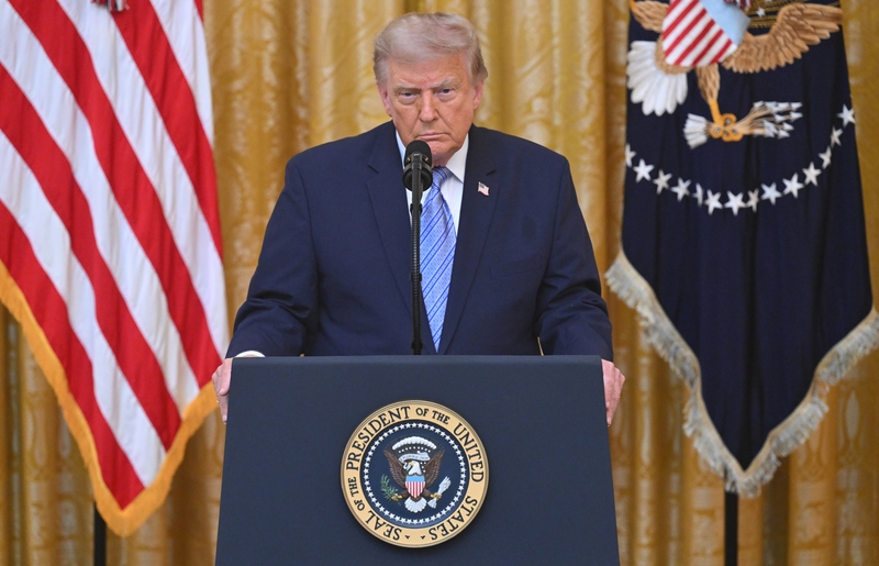 President Donald Trump on Thursday, Aug. 6, 2026 signed two new executive orders on birthright citizenship. In this photo, Trump addresses the nation from the East Room of the White House on July 16, 2026 in Washington, D.C.  (Photo by Saul Loeb/Pool - Getty Images)