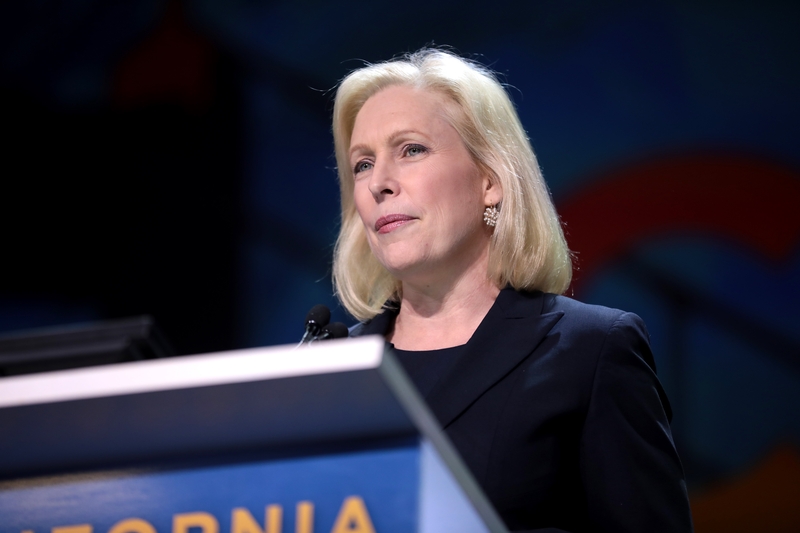 U.S. Senator Kirsten Gillibrand speaking with attendees at the 2019 California Democratic Party State Convention at the George R. Moscone Convention Center in San Francisco, California.