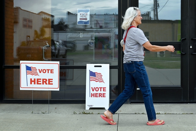 Karen Kost took part in the North Dakota primary election early voting available June 3, 2026, at City Hall in Casselton, North Dakota. (Photo by Dan Koeck/North Dakota Monitor)