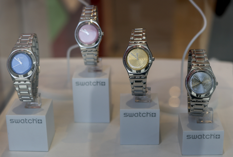 Swatch watches are on display in a Swatch store on April 03, 2025 in Miami Beach, Florida. The Swiss company is expecting to have to react to new tariffs put in place by the United States. U.S. President Donald Trump declared a U.S. economic emergency and announced sweeping tariffs of at least 10%, with rates even higher for 60 countries that have a high trade deficit with the U.S. The tariffs will affect electronics, automobiles, clothing and shoes, wines and spirits, and Swiss watches. (Photo by Joe Raedl