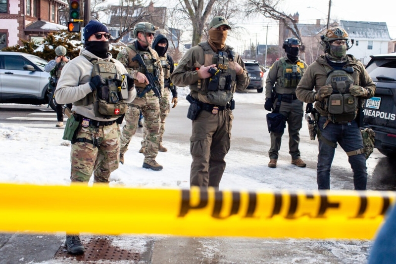 Federal agents on patrol in Minneapolis in January 2026. (Photo by Nicole Neri/Minnesota Reformer)
