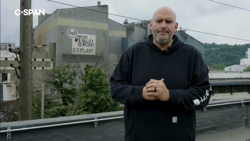 U.S. Sen. John Fetterman, a Pennsylvania Democrat, addressed the Republican Midterm Convention in a video message. (Image via CSPAN livestream)