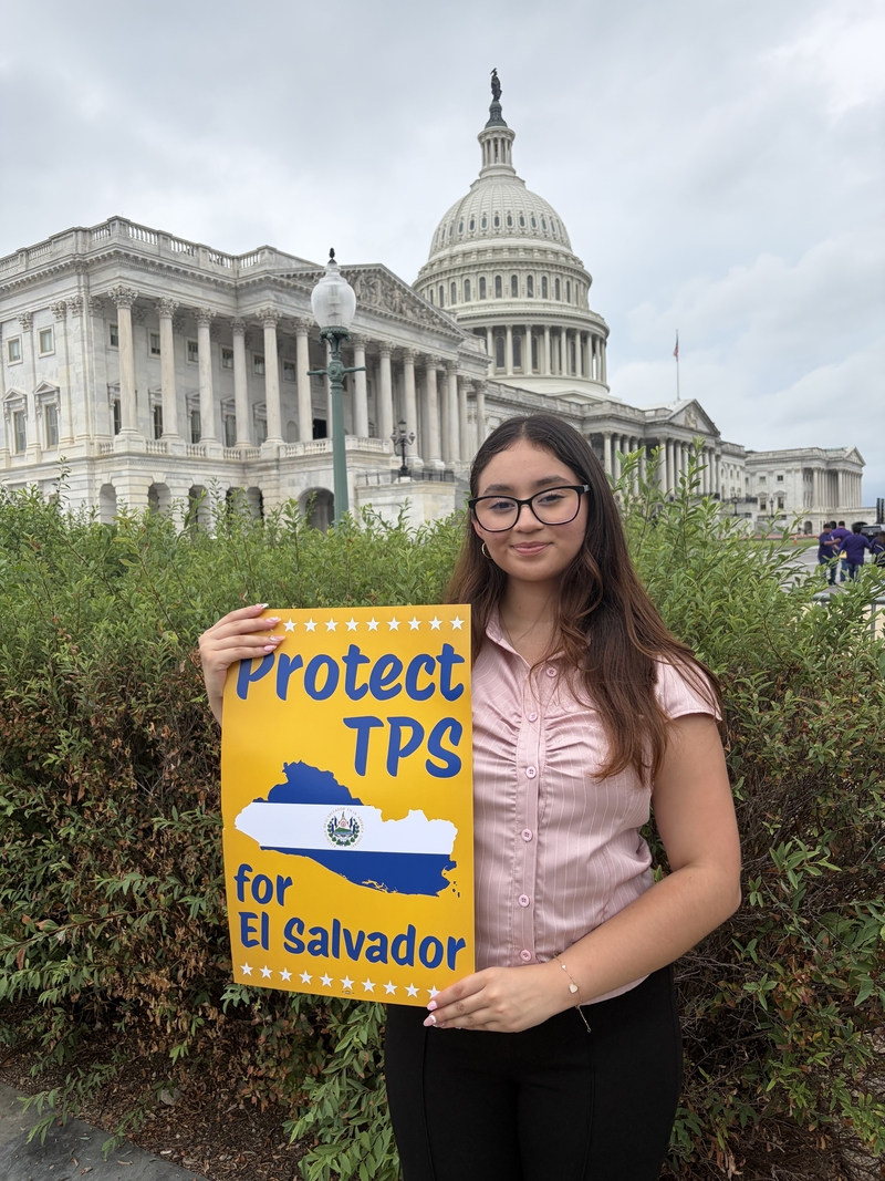Cristel Argueta, a 20-year-old criminology and criminal justice college student, traveled to Washington, D.C. to advocate for Temporary Protected Status holders as well as push for the Trump administration to renew humanitarian protections for Salvadorans. Her mother is a TPS recipient who came to the U.S. at 19, after she fled the civil war in El Salvador. (Photo by Ariana Figueroa/States Newsroom)
