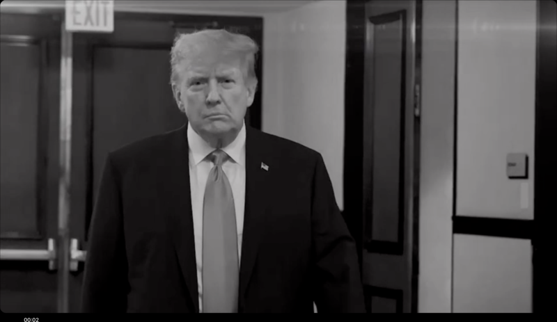 President Donald Trump appears in a taxpayer-funded public service announcement that critics say is indistinguishable from a 2024 campaign ad. (Screenshot from video posted to Truth Social)