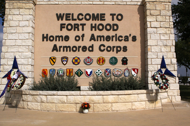 The main gate at Fort Hood can be seen on South Fort Hood Street in Killeen, Texas