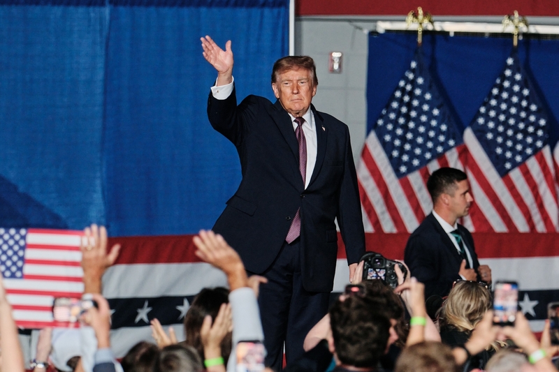 President Donald Trump waves to the crowd after speaking at the Mitchell Center at the University of South Alabama in Mobile, Alabama on Oct. 2, 2026. (Photo by Dan Anderson/Alabama Reflector)