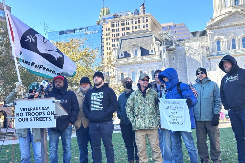 Maryland veterans rally against Trump threats to send federal troops to Baltimore