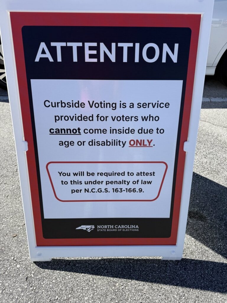 NC state rep calls state’s new curbside voting warning signs ‘intimidating’