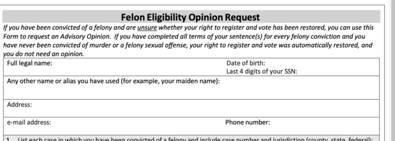 Form allows hundreds with felony convictions to find their voter eligibility
