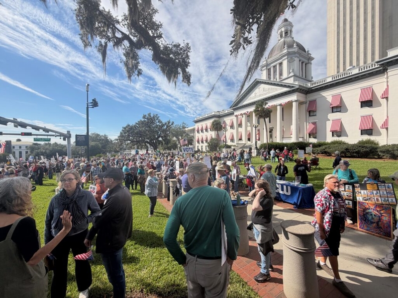 In Florida, a first-time voter and fears of election interference at No Kings day of action