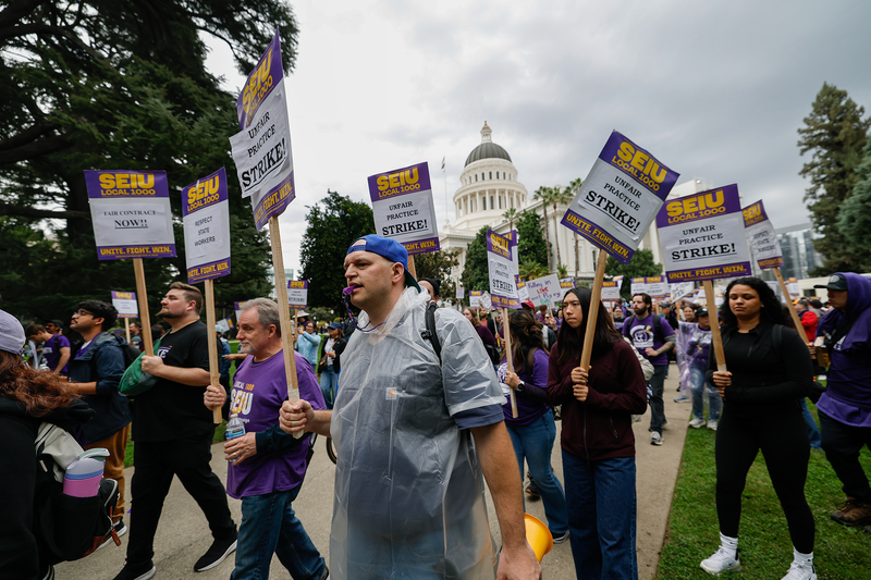 Thousands of California state workers walk off the job in contract dispute with Newsom