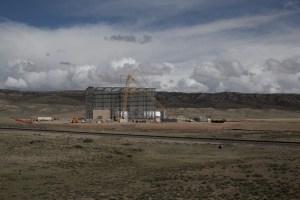 Work continues on the Natrium Test and Fill Facility on Wednesday, April 22, 2026, at the site of TerraPower’s Natrium nuclear power plant near Kemmerer. Construction of the plant’s non-nuclear components began in 2024. (Ryan Dorgan/WyoFile)
