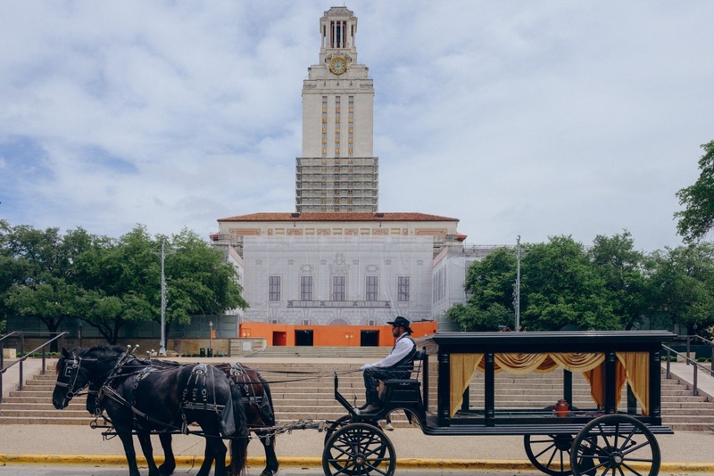 Mock funeral mourns death of academic freedom as UT System weighs rule on cutting programs
