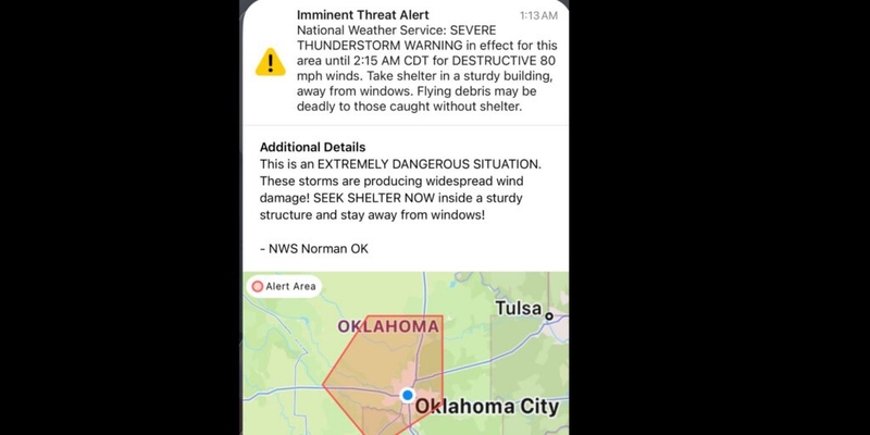 Intense storms trigger rare emergency alert in Oklahoma