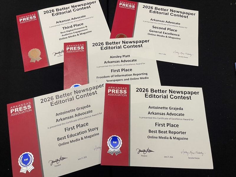 Arkansas Advocate earns first-place honors at state Press Association awards