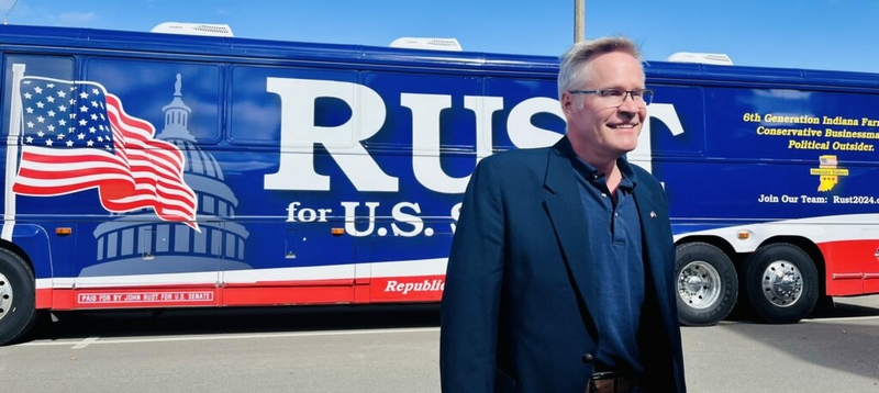 Rust gives big to his campaign for Indiana’s open U.S. Senate seat, but Banks tops total donations