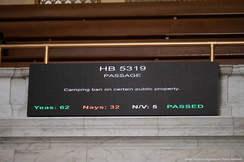 WV House approves bill that would impose jail time, fines for camping on public property